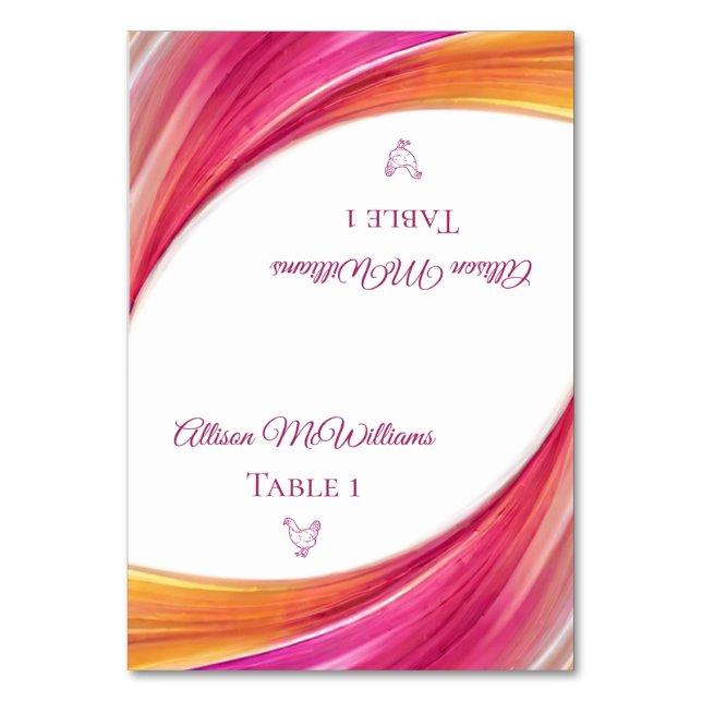 Wedding Place cards-Poultry Icon- Table Number (Front)