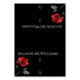 Wedding Place cards-Single Red Rose- Vegetarian Table Number