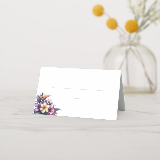 Wedding Place cards-Tropical Floral- Place Card (Back)