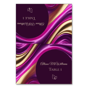 Wedding Place cards-Vegan Icon-Purple and Gold Table Number