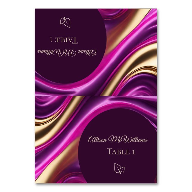 Wedding Place cards-Vegan Icon-Purple and Gold Table Number (Front)