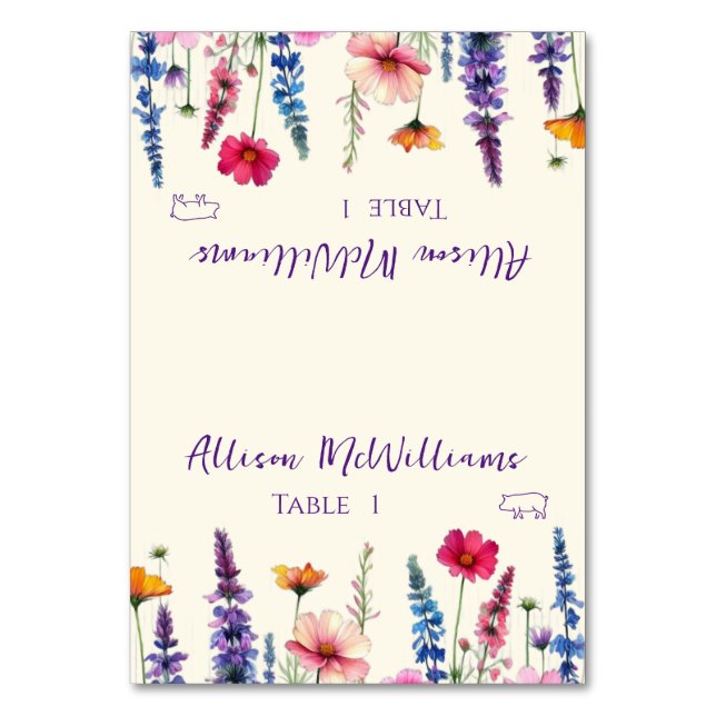 Wedding Place Cards-Wildflower Symphony- Table Number (Front)