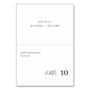 Wedding Place Cards With Meal Choice and Menu