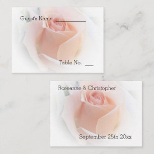 Wedding Place Setting Card Peach Pink Rosebud