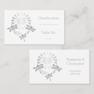 Wedding Place Setting Card Silver Dragonflies