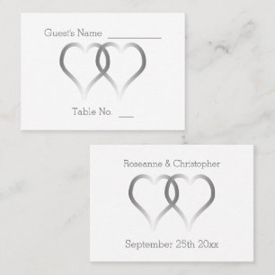 Wedding Place Setting Card Silver Hearts