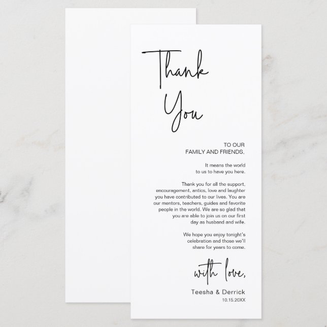 Wedding Place Setting Dinner Thank You Card (Front/Back)