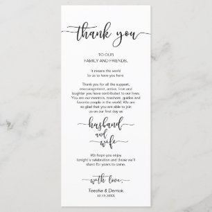 Wedding Place Setting Thank You, Black Script Card