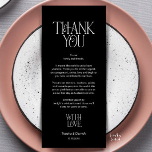 Wedding Place Setting Thank You Classy Black Card