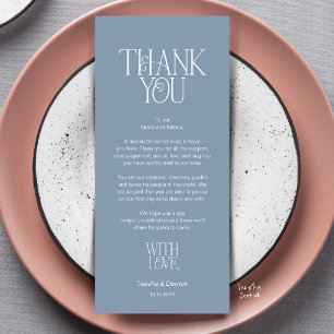 Wedding Place Setting Thank You dusty blue Card