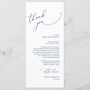 Wedding Place Setting Thank You, Navy Blue Card