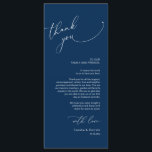 Wedding Place Setting Thank You, Navy Blue Card<br><div class="desc">This is the Modern romantic classy calligraphy, in Navy Blue design themed, Place Setting Thank You Cards. Share the love and show your appreciation to your guests, when they sit down at their seat and read this personalised charming thank you place setting card. It's a wonderful way to kick off...</div>