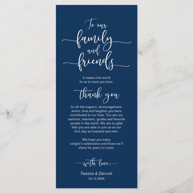Wedding Place Setting Thank You, Navy Blue, Cards (Front)