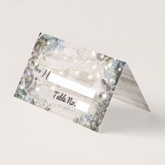 Wedding Place Table Number Chic Floral Wood Lights (Front)