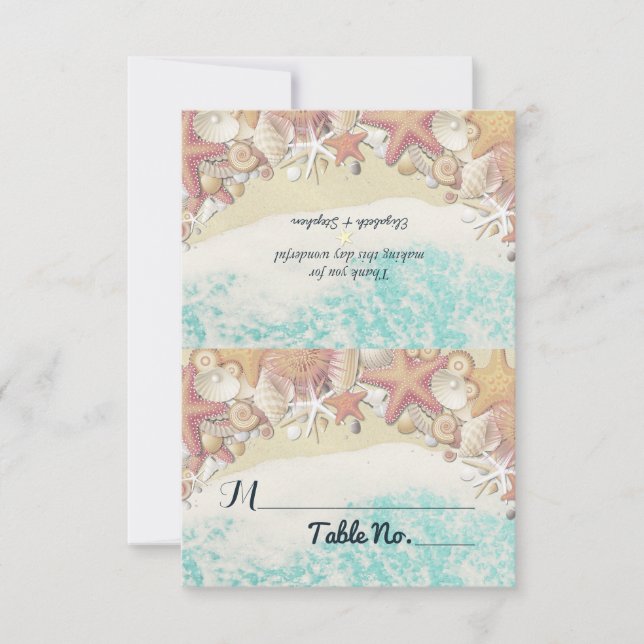 Wedding Place Table Number Summer Beach Starfish (Front)