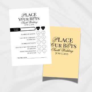 Wedding Place Your Bets Editable Template Table Number