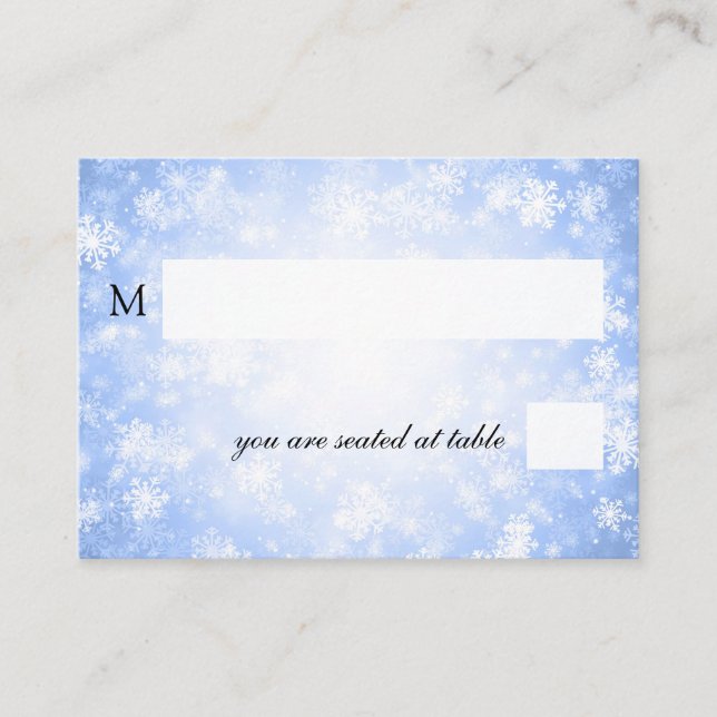 Wedding Placecards Blue Winter Wonderland (Front)