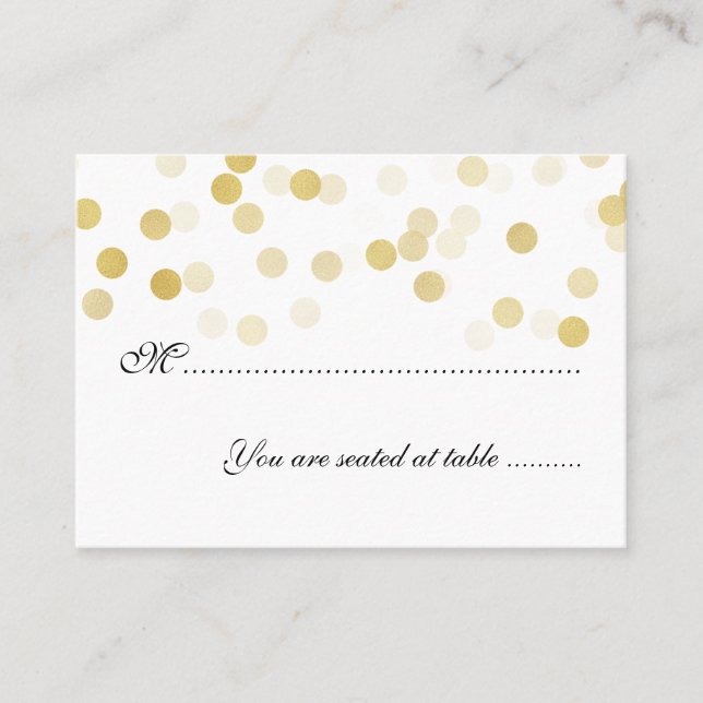 Wedding Placecards Faux Gold Foil Glitter Lights (Front)