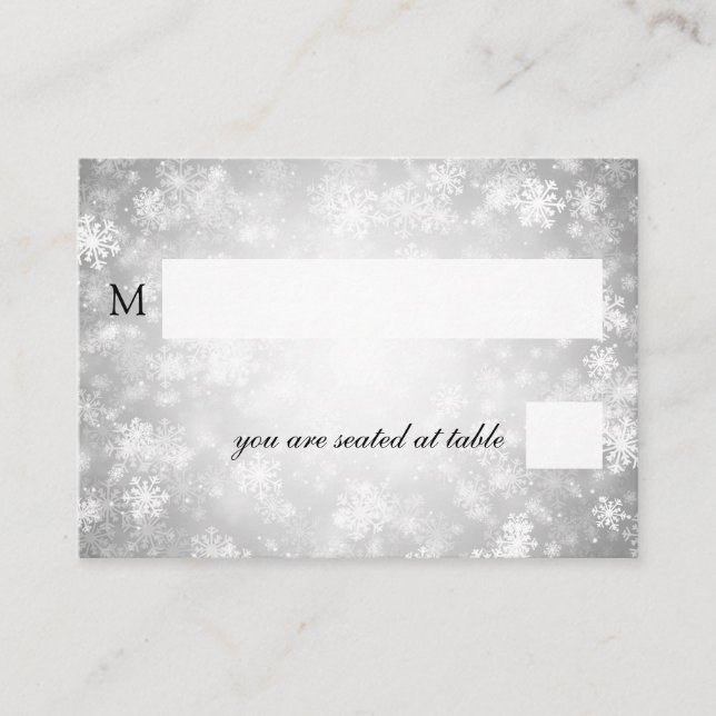 Wedding Placecards Silver Winter Wonderland (Front)
