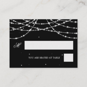 Wedding Placecards Sparkling String Black