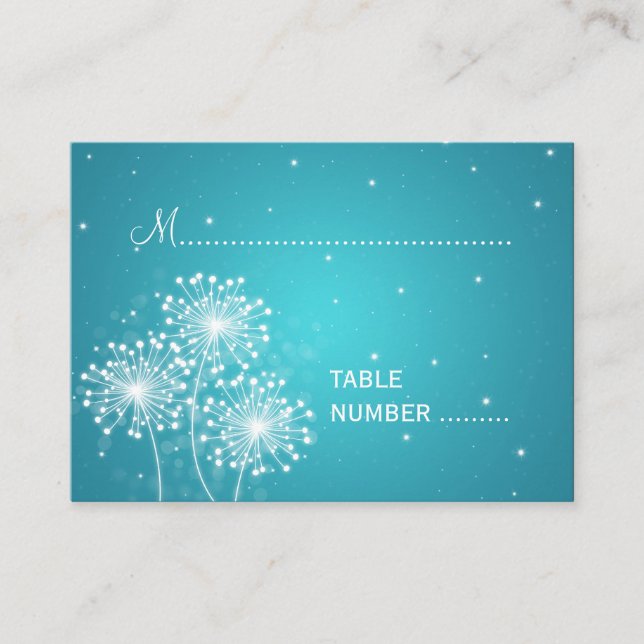 Wedding Placecards Summer Sparkle Turquoise (Front)