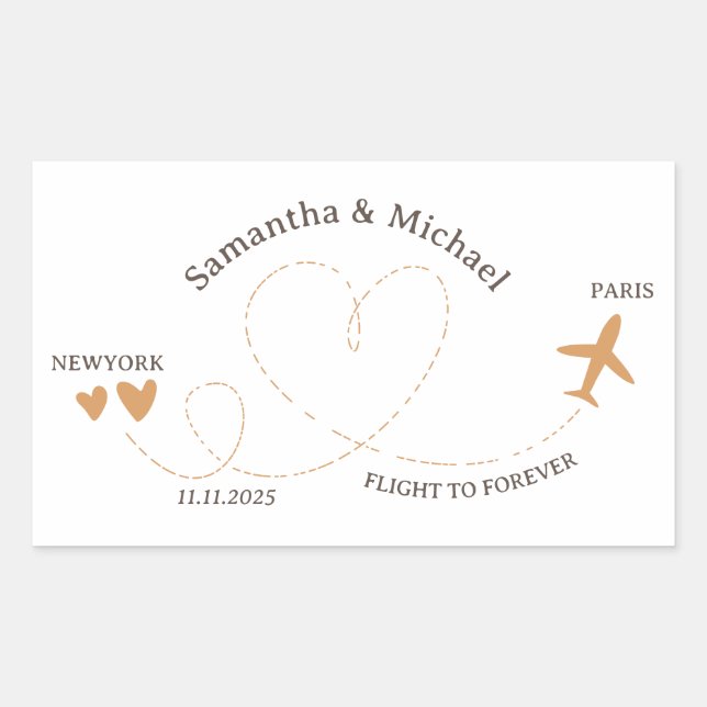 Wedding Plane Flight Travel Lover Rectangular Sticker (Front)