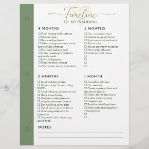 Wedding Planner 4 Months - 1 Week Timeline Page