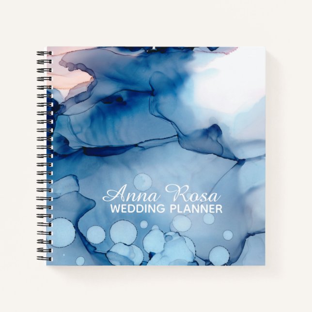 *~* Wedding Planner Abstract Blue Artistic Chic Notebook (Front)