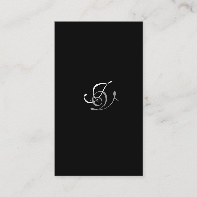 Wedding Planner Business Card Monogram Black White (Front)
