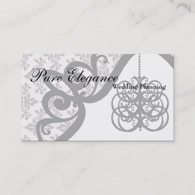 Wedding Planner Damask Chandelier Business Card (Front)