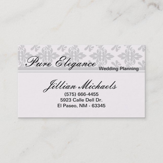 Wedding Planner Damask Filigree Business Card (Front)