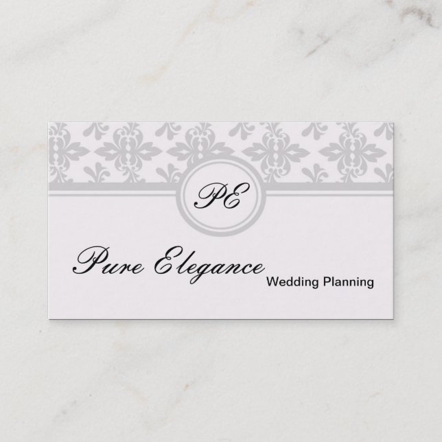 Wedding Planner Damask Filigree Business Card (Front)