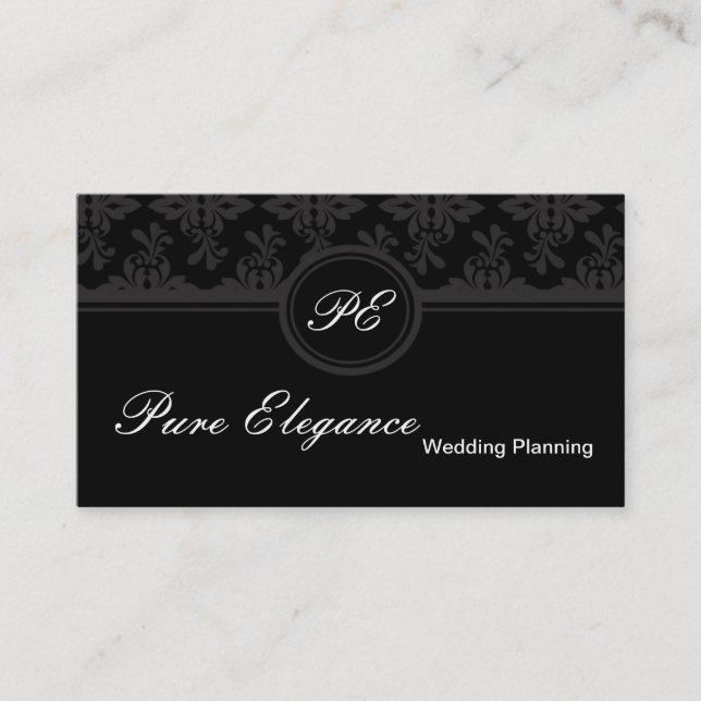 Wedding Planner Damask Filigree Business Card (Front)