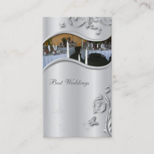 Wedding Planner Elegant Business Card Silver Metal