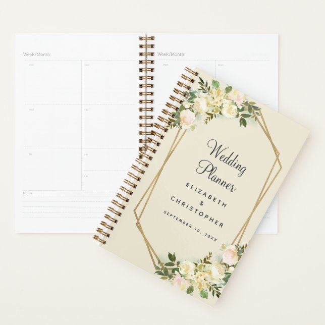 Wedding Planner Elegant Chic Watercolor Gold Frame (Display)