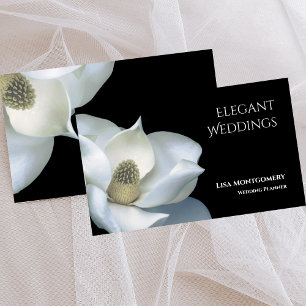 Wedding Planner Elegant Magnolia Black & White Business Card