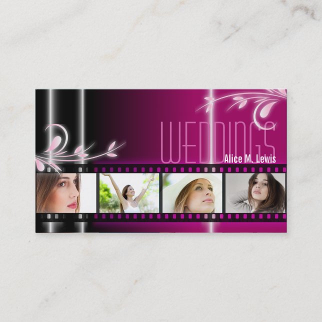 Wedding Planner Film Photo Business Card Pink (Front)