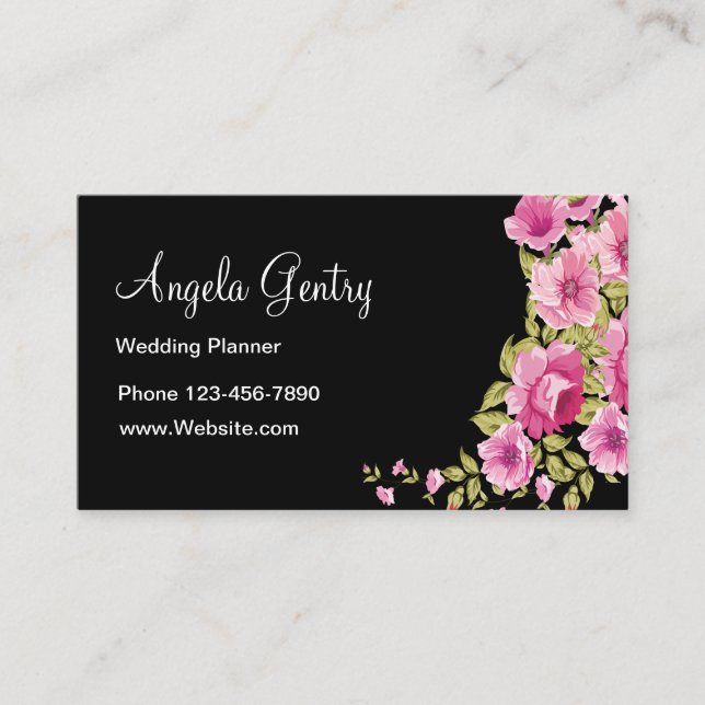 Wedding Planner Floral Modern Design Business Card (Front)