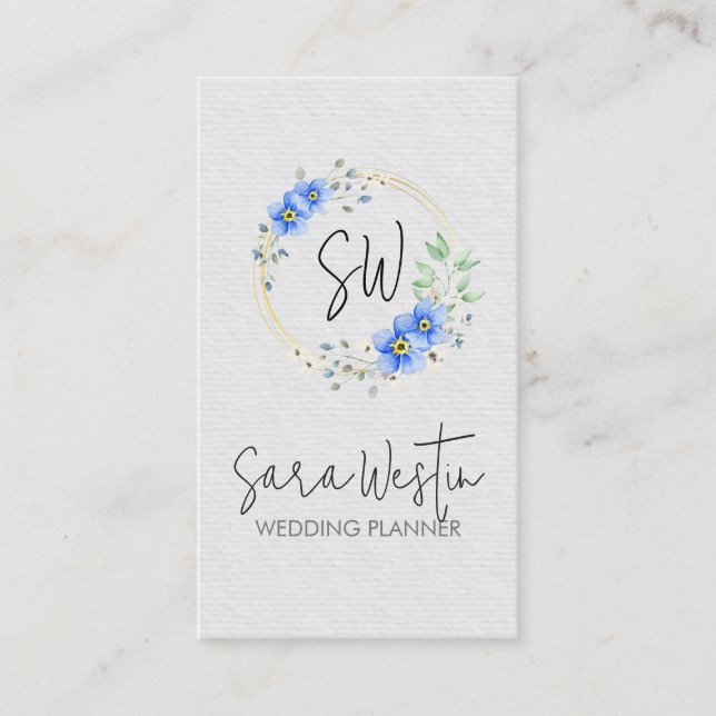 Wedding Planner Flower Floral Monogram Business Ca Card (Front)