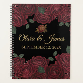 Wedding Planner Hard Cover Gold Spiral Burgundy Re