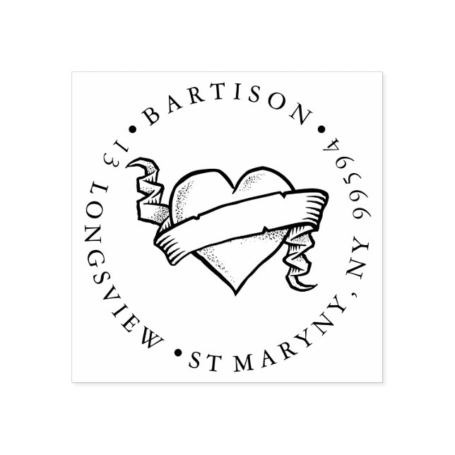 wedding planner HEART ROUND RETURN ADDRESS Rubber Stamp (Imprint)