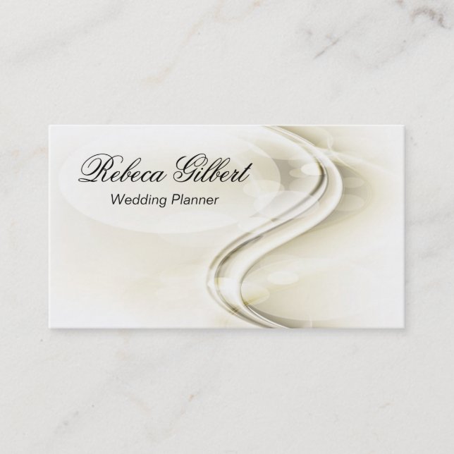 Wedding Planner Light Elegant Curves Business Card (Front)