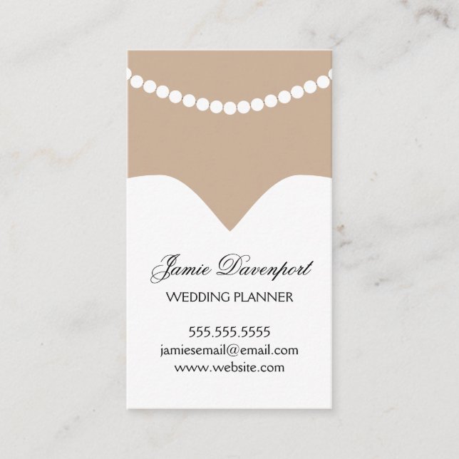 Wedding Planner Minimal Chic Dress Pearl Necklace Appointment Card (Front)