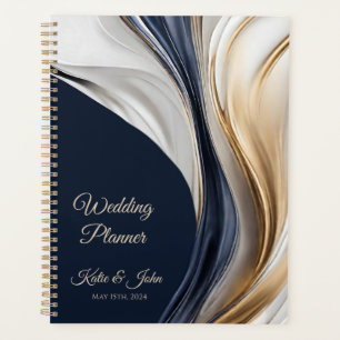 Wedding-Planner-Modern Abstract-Blue White Gold- Planner