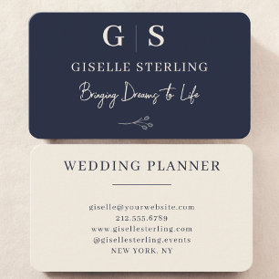 Wedding Planner Navy Blue Business Card