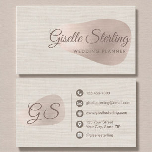 Wedding Planner Neutral Beige Linen Abstract Business Card