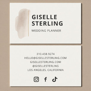 Wedding Planner Neutral Beige Watercolor Business Card