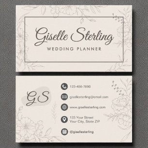 Wedding Planner Neutral Ivory Floral Elegant Business Card