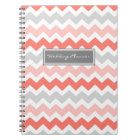 Wedding Planner Peach Grey Chevrons Notebook
