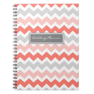 Wedding Planner Peach Grey Chevrons Notebook